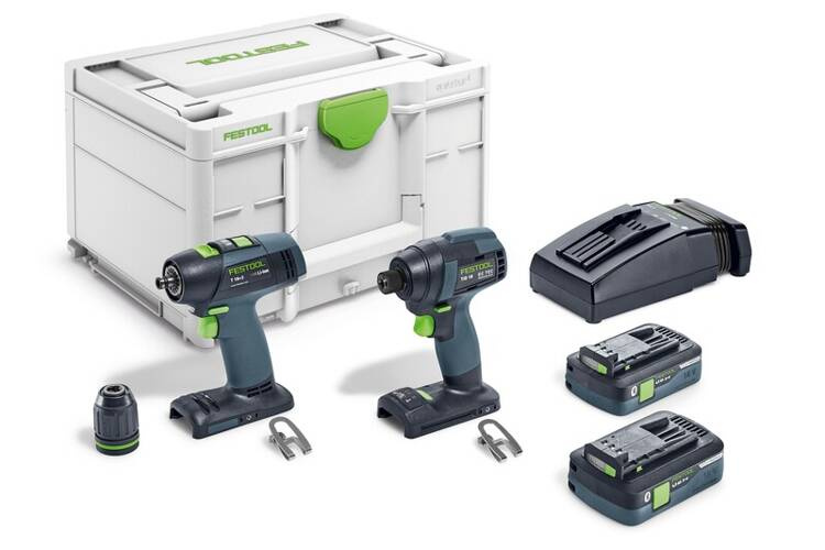 Festool Zestaw wiertarko-wkrętarka i zakrętarka TID 18 + T18+3 HPC 4,0 I-Set