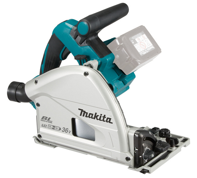 Makita Akumulatorowa ręczna pilarka tarczowa-zagłębiarka DSP600 165mm 2X18V, bez akumulatorów i ładowarki, walizka Makpac