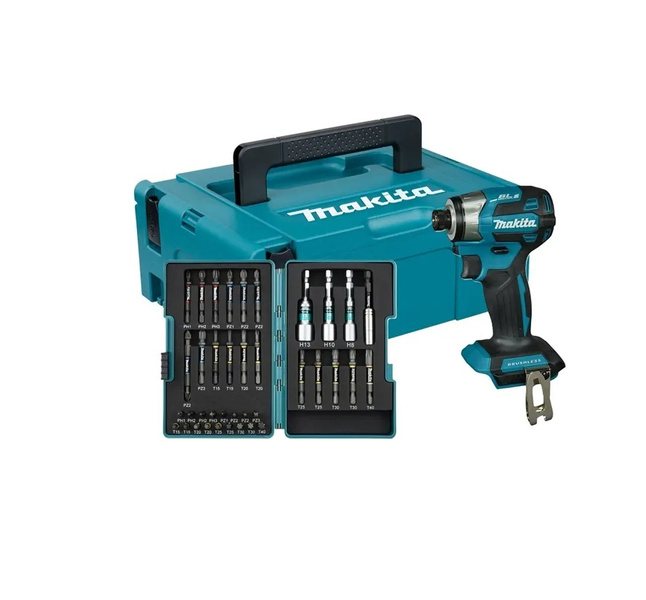 Makita Wkrętarka udarowa akumulatorowa DTD173ZJX2 1/4'' 180 Nm 18V Li-Ion LXT, bez akumulatorów i ładowarki w walizce Makpac w komplecie z nasadkami