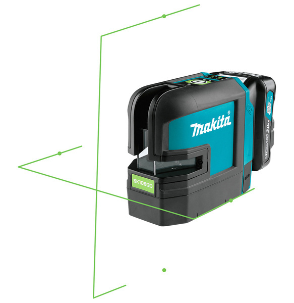 Makita Akumulatorowy laser krzyżowo-punktowy SK106GDZ (zielony) 10,8V (12V max), bez akumulatorów i ładowarki